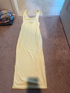 PrettyLittleThing Pale Yellow Ribbed Maxi Dress